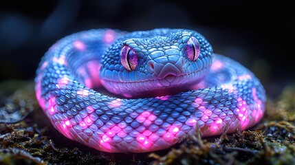 Obraz premium A vibrant, luminous snake with glowing scales.