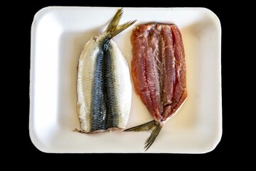 Fresh sardine fish fillets, real and healthy food rich in omega 3