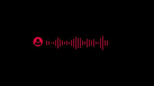 colling icon with user icon and audio waves. Animated visualization of audio sound waves surrounding a person icon against a black background.