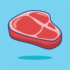 Cute Steak Meat Cartoon Vector Icon Illustration. Food Icon Concept Isolated  Vector. Flat Cartoon Style
