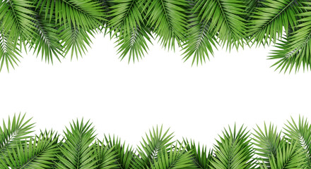 Palm leaves border frame isolated on transparent backdrop