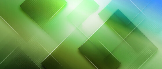 Obraz premium Abstract green and blue geometric background with overlapping shapes and gradient
