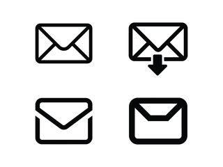 Email icon set design with white background stock illustration