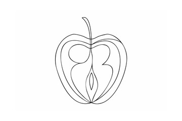 Stylized apple slice line art fruit food