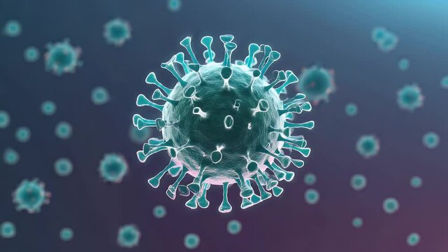 3D Animation of Coronavirus Molecules Floating in Space, Medical Visualization