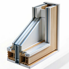 A cross-section of an energy-efficient window, displaying