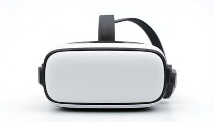 White virtual reality headset sits on a white background, offering a clean view of technology and gaming equipment.