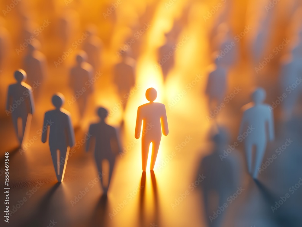 Fototapete a captivating scene illustrating individuality amidst a crowd, highlighting the unique journey of on