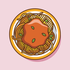 Spaghetti Noodle Cartoon Vector Icon Illustration