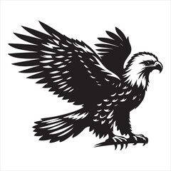 Obraz premium siting eagle Silhouette Vector Art, and Graphic, vector black color silhouette 
