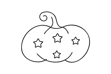 Black outline pumpkin with stars white