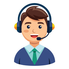 Headset support worker with positive expression