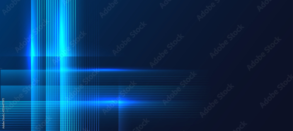 Poster abstract digital background with glowing geometric lines and light effects
