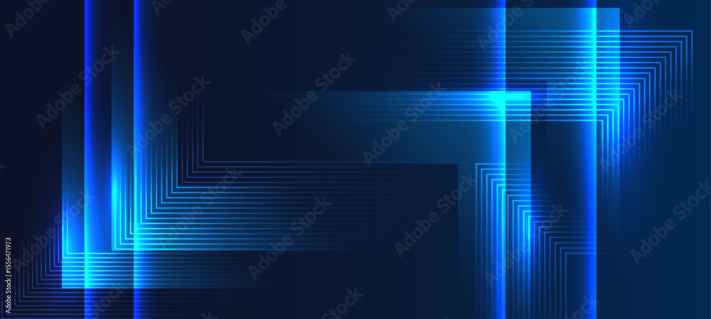 Poster abstract digital background with glowing geometric lines and light effects