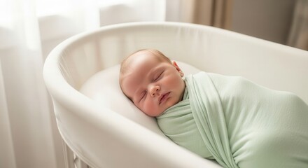 Peaceful Newborn Baby Sleeping in Crib