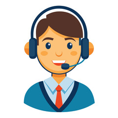 Professional support assistant answering call, smiling