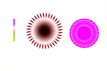 Abstract Colorful Mandala Designs Gradient Burst Pink Magenta White Background