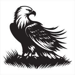 Obraz premium siting eagle Silhouette Vector Art, and Graphic, vector black color silhouette 