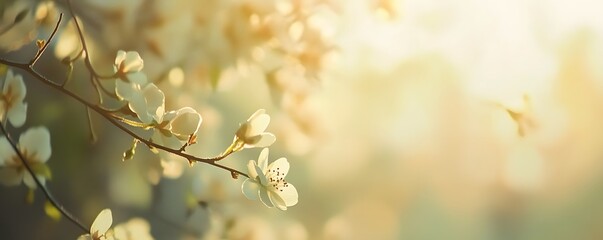 Delicate blossoms illuminated by soft sunlight in a serene setting.
