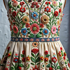 A fully embroidered dress adorned with intricate patterns