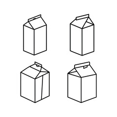 A set of large milk carton box line art vector illustration