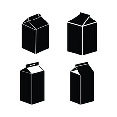 A set of large milk carton box silhouette vector art illustration
