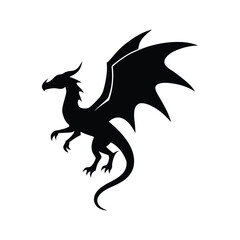 Flying dragon silhouette vector art illustration