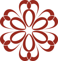Abstract floral design in maroon color with elegant and symmetrical arrangement on a white background