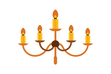 Realistic chandelier with five candles vector art illustration