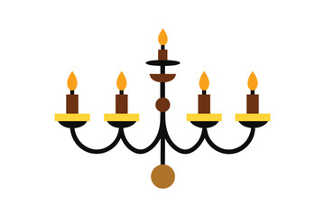 Realistic chandelier with five candles vector illustration