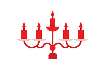 Red chandelier with candles vector art illustration