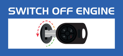 Turn Off Your Engine, Switch Off Your Engine, Signage Vector design element, Do Not Switch On Engine Symbol, Vector Illustration, Isolate On White Background Icon