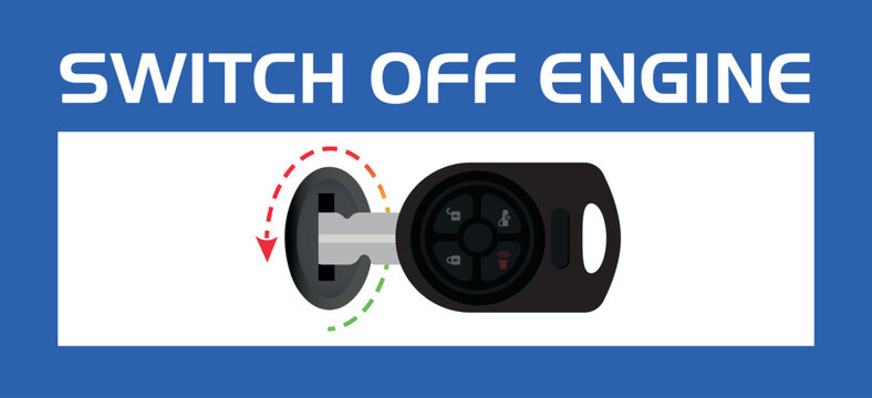 Turn Off Your Engine, Switch Off Your Engine, Signage Vector design element, Do Not Switch On Engine Symbol, Vector Illustration, Isolate On White Background Icon