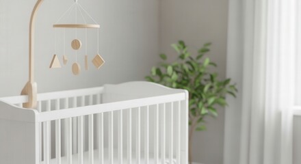 Serene Nursery Decor: Baby Mobile Over Crib