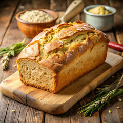 Gluten-free homemade bread, freshly baked with wholesome