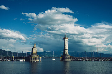 Bodensee Lake Constance Lighthouse Lindau Bavaria Germany Harbor Marina