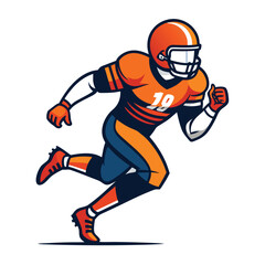 Fototapeta premium Energetic american football player running with the ball in team colors