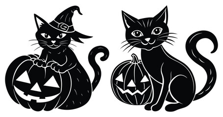 Halloween witch holding a glowing pumpkin lantern, vector illustration.

