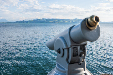 Telescope Lake Constance Bodensee View Lindau Bavaria Tourist Attraction Observation