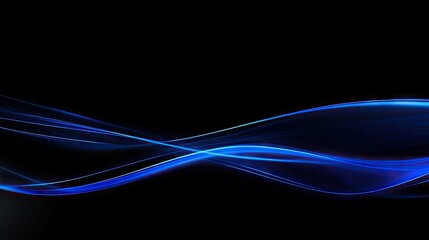 Abstract design with flowing blue lines on a black background.