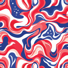 american flag themed seamless wave pattern background vector