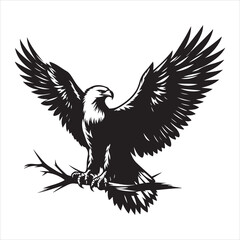Fototapeta premium siting eagle Silhouette Vector Art, and Graphic, vector black color silhouette 