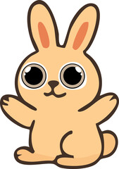 A cute cartoon bunny with large round eyes, upright ears, and a friendly expression, drawn in a kawaii style.