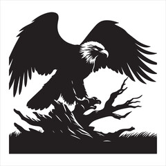 Obraz premium siting eagle Silhouette Vector Art, and Graphic, vector black color silhouette 