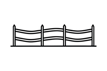 Ranch wooden fence line art vector illustration