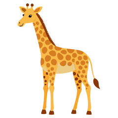 Obraz premium Cartoon giraffe. African animal safari . Suitable for educational poster, logo, children's books and encyclopedias. Isolated vector illustration on white background