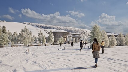 winter landscape with snow and mountains