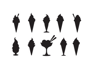 Black Ice Cream Silhouettes Collection soft serve cone