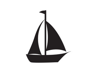 Black silhouette of a sailboat with two sails sailing