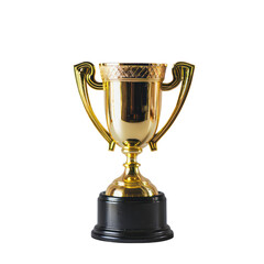 Golden Trophy Award with Wooden Base isolated on transparent background Remove png